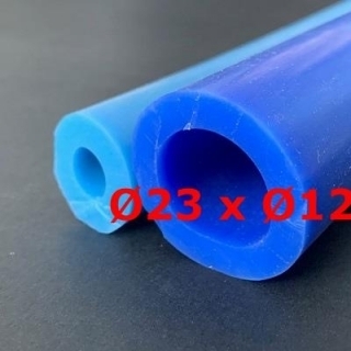 M. TUBO SILICONA ATOX. AZUL 50 SHº (±5) RAL 5012, NORMA E1 + PREHORNO Øe 23mm X Øi 12mm (±0.4)