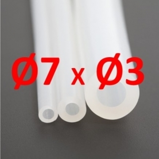 M. TUYAU SILICONE TRANSLUCIDE ALIMENTAIRE 60 SHº (±5) Øe 7 mm X Øi 3 mm