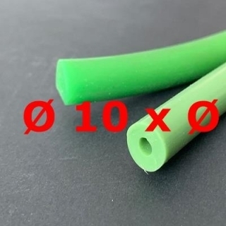 M. TUYAU SILICONE VERT ALIMENTAIRE (RAL 6017 APROX.) 40 SH° (±5)  Øe 10 mm X ØI 7 mm