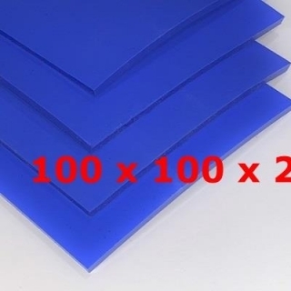 PLAQUE SILICONE BLEU ALIMENTAIRE 60 SH° (±5) 100 mm X 100 mm X 2mm (±0,3) Épaisseur