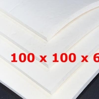 PLAQUE SILICONE BLANC ALIMENTAIRE 60 SH° (±5) 100 mm X 100 mm X 6mm (±0,4) Épaisseur