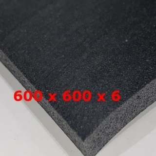 PLACA SILICONA ESPONJA NEGRA 600 mm X 600 mm DENS 0,25 gr/cm³ 6 mm (± 0,5)