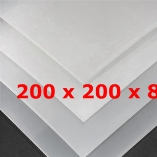 PLAQUE SILICONE TRANSLUCIDE ALIMENTAIRE 60 SH° (±5) 200 mm X 200 mm X 8mm (±0,5) Épaisseur