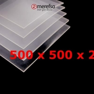 PLAQUE SILICONE TRANSLUCIDE ALIMENTAIRE 60 SH° (±5) 500 mm X 500 mm X 2mm (±0,3) Épaisseur NO TALC