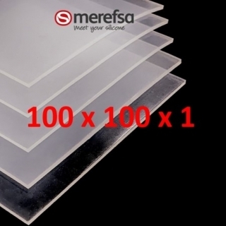 TRANSLUCENT SILICONE SHEET FOOD SAFE 60 SH° (±5) 100 mm x 100 mm x 1 (±0,2) Thickness NO TALC