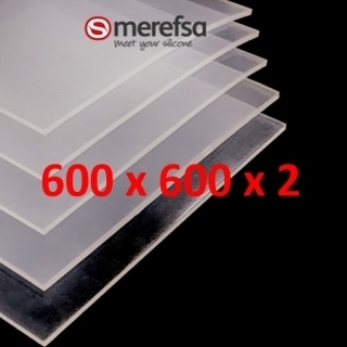 TRANSLUCENT SILICONE SHEET FOOD SAFE 60 SH° (±5) 600 mm x 600 mm x 2 mm (±0,3) Thickness NO TALC