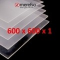 PLACA SILICONA ATOX. TRANSLUCIDA 60 SHº (±5) 600 mm x 600 mm x 1 mm (±0,2) Espesor SIN TALCO