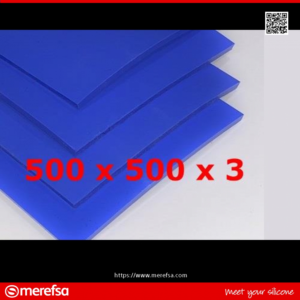 Blue silicone sheet food safe 60 sh° (±5) 500 mm x 500 mm x 3mm (±0,3